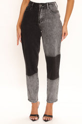 Hits Different Zero Stretch Mom Jean - Black/combo Ins Street